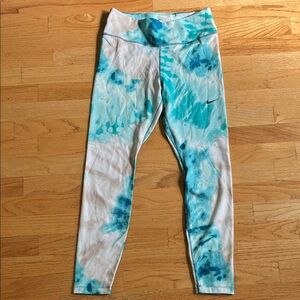 Nike Women’s Teal, Tan and White Tie-Dye Leggings